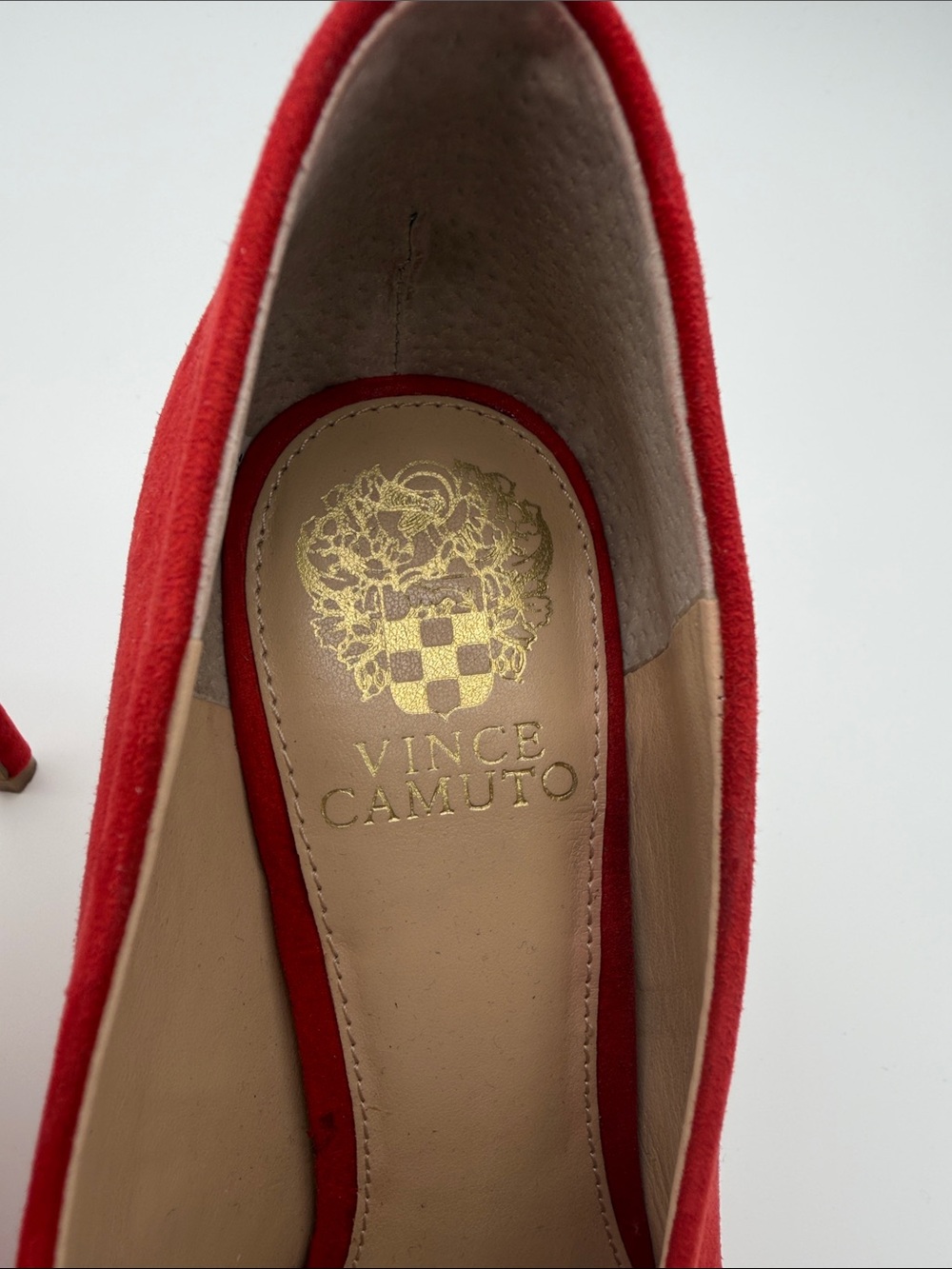 Vince Camuto Red Suede Pointed-Toe Kitten Heels - Picture 5 of 7
